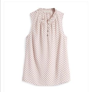 Cream and black dots blouse. Gold Buttons. Size L
